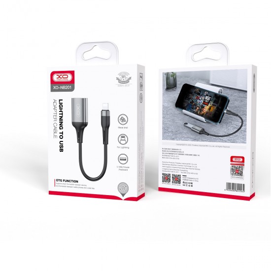 Кабел OTG XO NB201, Lightning към USB, Черен от Fonax.bg