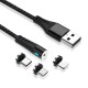 Кабел USB Maxlife MXUC-02 1м магнитен с 3 различни накрайника, 2A, Черен от Fonax.bg