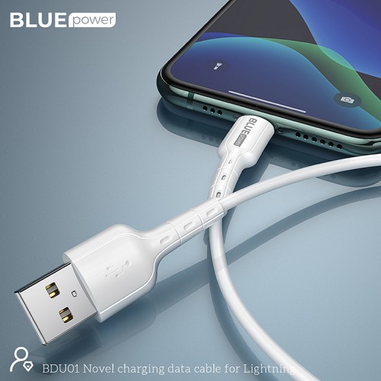 Кабел USB BLUE Power BLDU01 Novel 1м в кутия 2.4A, Lightning, Бял от Fonax.bg