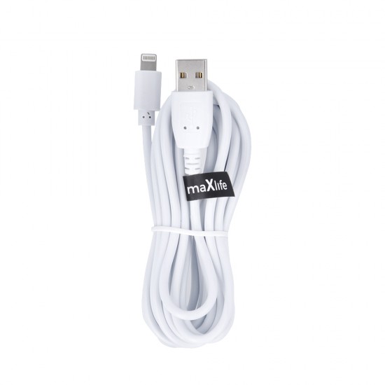 Кабел USB Maxlife 3м в кутия 2A, Lightning за iPhone, Бял от Fonax.bg