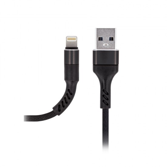 Кабел USB Maxlife MXUC-01 1м в кутия 2A плетен с подсилени конектори, Lightning за iPhone, Черен от Fonax.bg