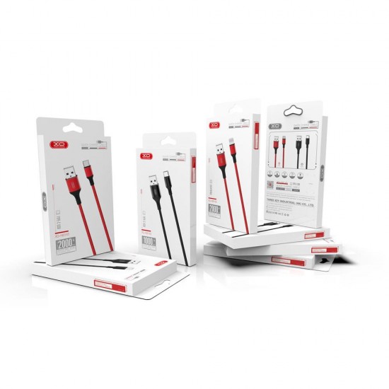 Кабел USB XO NB143 2.4A 2м плетен в кутия, USB - Lightning, Черен от Fonax.bg