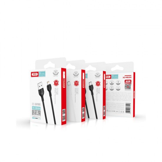 Кабел USB XO NB200 2.1A 1м в кутия, USB - Lightning, Черен от Fonax.bg