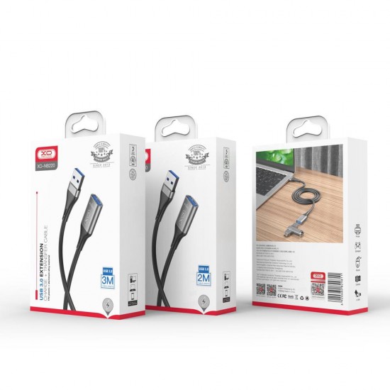 Кабел USB XO NB220, Удължител към женско USB 3.0, 2м в кутия, Черен от Fonax.bg