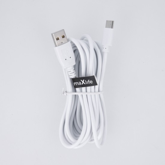 Кабел USB Maxlife 3м в кутия 2A, Type C, Бял от Fonax.bg