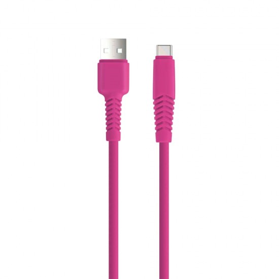 Кабел USB Setty Barbie Style 1.5м, 2.1A, USB-Type C, с подсилени конектори, Цикламен от Fonax.bg