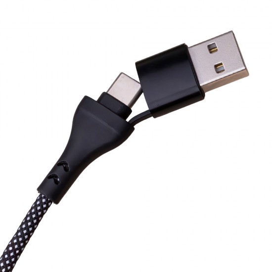 Кабел USB + Type C Maxlife ALLin1 Lightning + 2x USB-C 1,0 m 66W, Черен от Fonax.bg