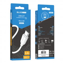 Кабел USB - Micro USB, BLUE Power BM2BX14 LinkJet 2м в кутия, 18W, 2.4A, Бял