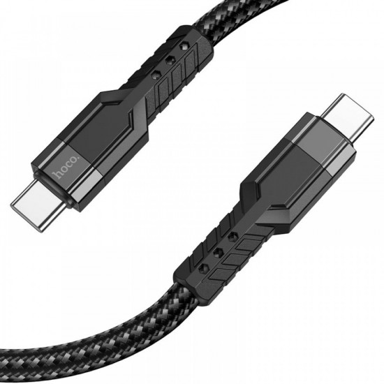 Кабел USB-C - USB-C, HOCO U110, 60W, 3A, 1.2м, екстра устойчив, Черен от Fonax.bg