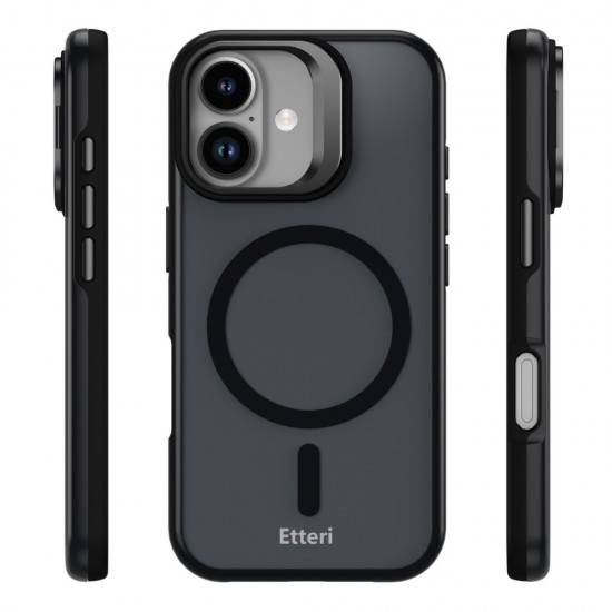 Кейс Etteri Morning Fog с Magsafe и стойка, За iPhone 17 (6.3), Черен от Fonax.bg