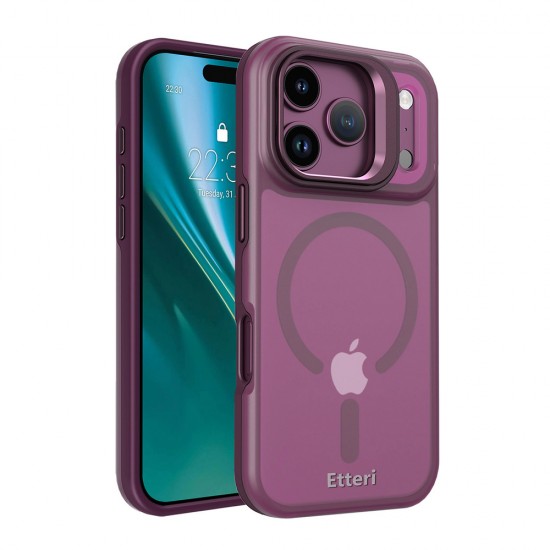 Кейс Etteri Morning Fog с Magsafe и стойка, за iPhone 17 Pro / 18 Pro, бордо
