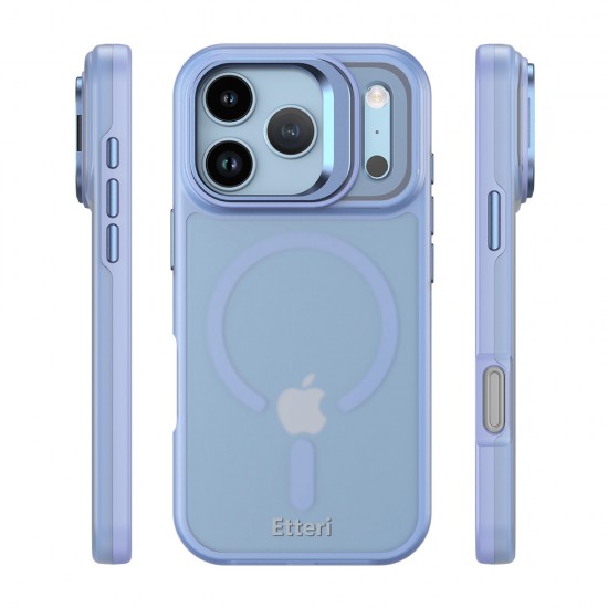 Кейс Etteri Morning Fog с Magsafe и стойка, за iPhone 17 Pro / 18 Pro, светлосин