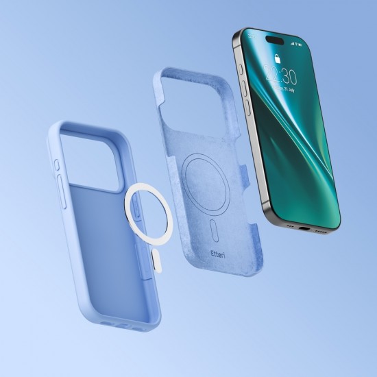 Кейс Etteri Silicone Mag case, за iPhone 17 Pro Max / 18 Pro Max, светлосин