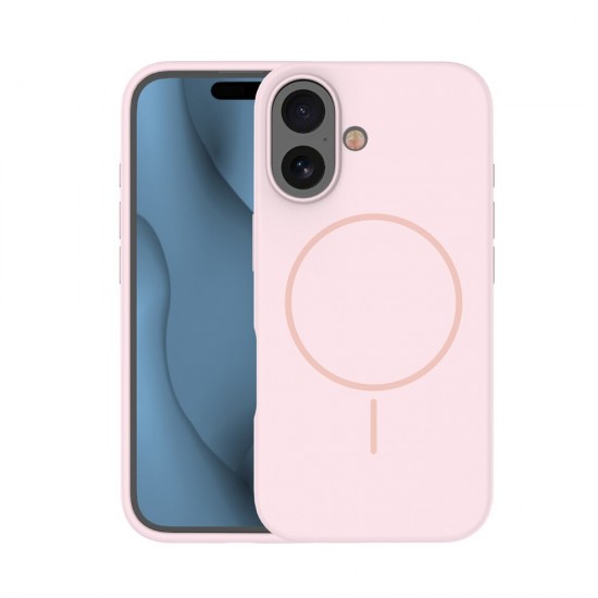Кейс Silicone Thin Mag за iPhone 16 (6.1), светлорозов