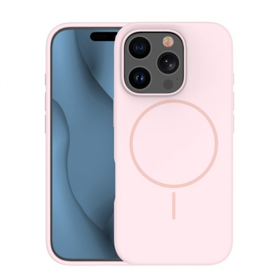 Кейс Silicone Thin Mag за iPhone 16 Pro (6.3), светлорозов