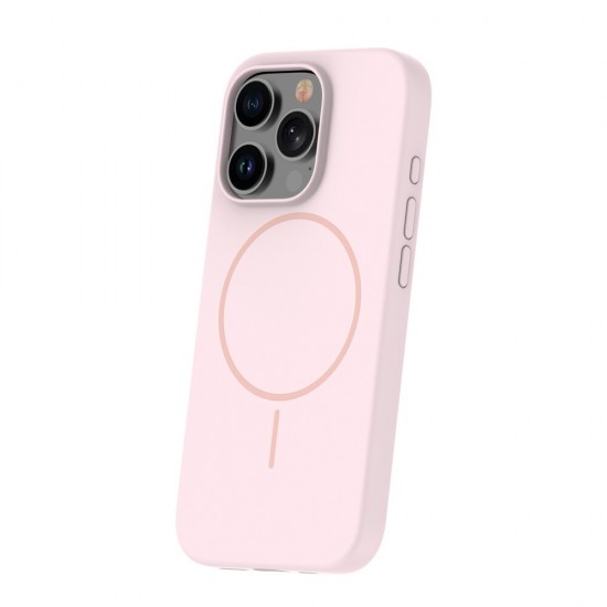 Кейс Silicone Thin Mag за iPhone 16 Pro (6.3), светлорозов