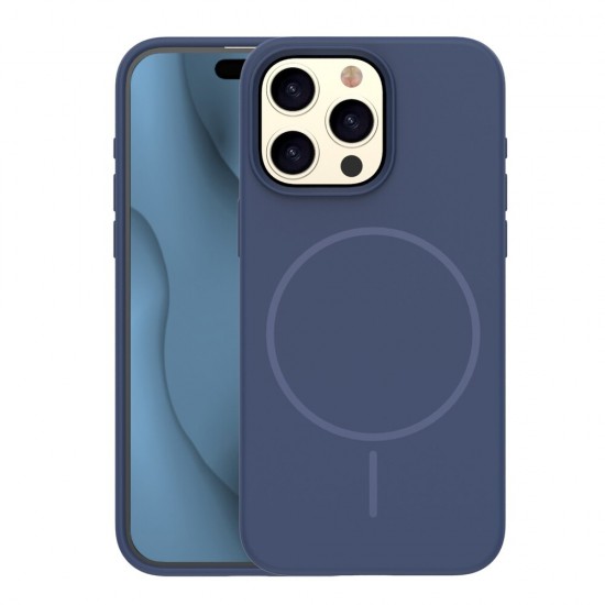 Кейс Silicone Thin Mag за iPhone 16 Pro (6.3), тъмносин