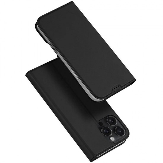 Кожен калъф тефтер Dux Ducis SKIN PRO, За iPhone 16 Pro (6.3), Черен от Fonax.bg