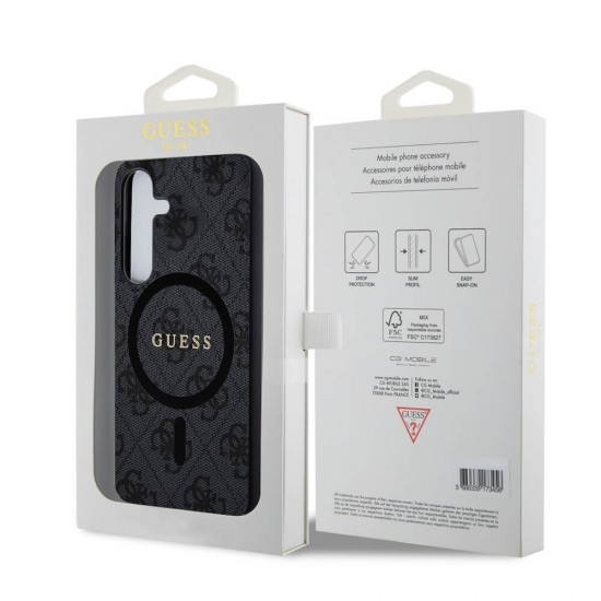 Оригинален кейс Guess 4G Collection Leather Metal Logo MagSafe, За Samsung Galaxy S24 Ultra (S928B), Черен от Fonax.bg