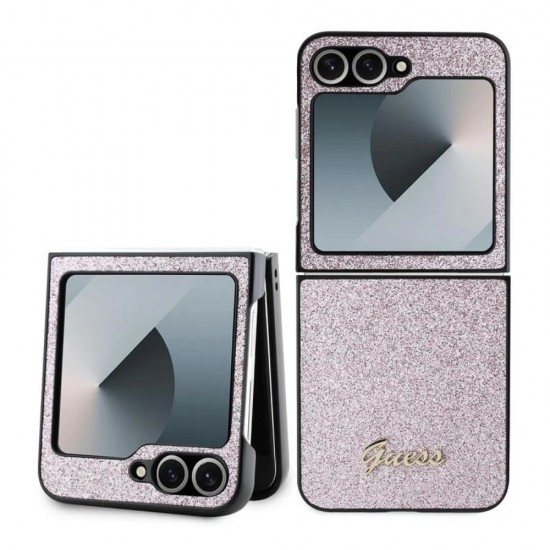 Оригинален кейс Guess 4G Glitter Script, За Samsung Galaxy Z Flip6, Розов от Fonax.bg