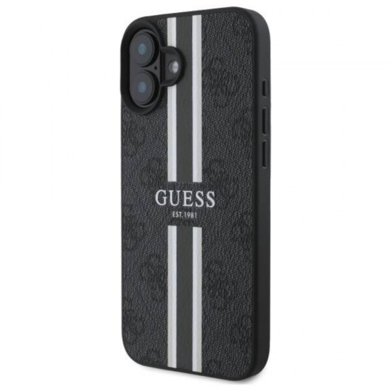 Оригинален кейс Guess 4G Printed Stripes MagSafe, За iPhone 16 (6.1), Черен от Fonax.bg