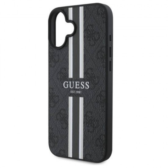 Оригинален кейс Guess 4G Printed Stripes MagSafe, За iPhone 16 (6.1), Черен от Fonax.bg