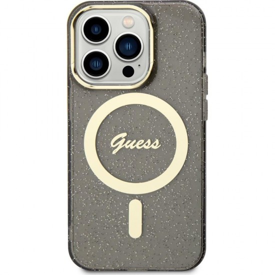 Оригинален кейс Guess Glitter Gold MagSafe, За iPhone 14 Pro (6.1), Черен от Fonax.bg