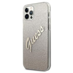 Оригинален кейс Guess Glitter Gradient Script, За iPhone 12/12 Pro (6.1), Златист