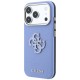 Оригинален кейс Guess Grained Big Resin Logo, за iPhone 18 Pro / 17 Pro, светлосин
