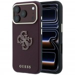Оригинален кейс Guess Grained Big Resin Logo, за iPhone 18 Pro Max / 17 Pro Max, бордо