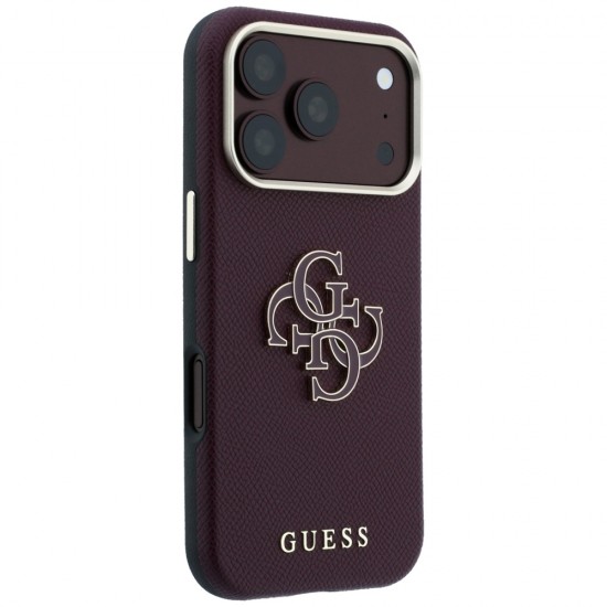 Оригинален кейс Guess Grained Big Resin Logo, за iPhone 18 Pro Max / 17 Pro Max, бордо