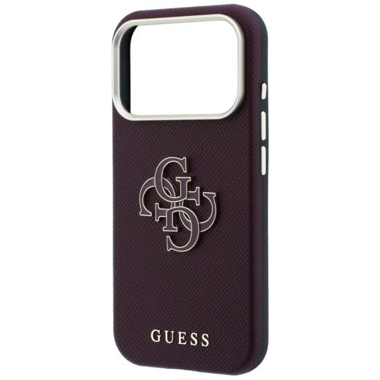 Оригинален кейс Guess Grained Big Resin Logo, за iPhone 18 Pro Max / 17 Pro Max, бордо
