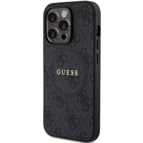 Оригинален кейс Guess HC MagSafe PU 4G Ring Classic Logo, За iPhone 15 Pro (6.1), Черен от Fonax.bg