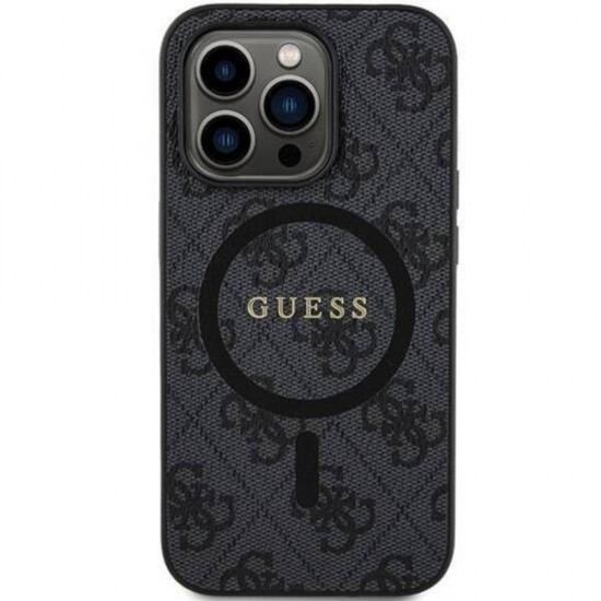 Оригинален кейс Guess HC MagSafe PU 4G Ring Classic Logo, За iPhone 15 Pro (6.1), Черен от Fonax.bg
