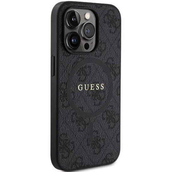 Оригинален кейс Guess HC MagSafe PU 4G Ring Classic Logo, За iPhone 15 Pro (6.1), Черен от Fonax.bg