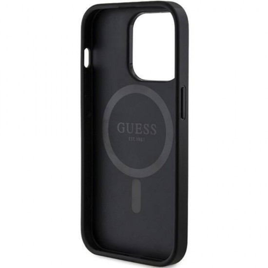 Оригинален кейс Guess HC MagSafe PU 4G Ring Classic Logo, За iPhone 15 Pro (6.1), Черен от Fonax.bg
