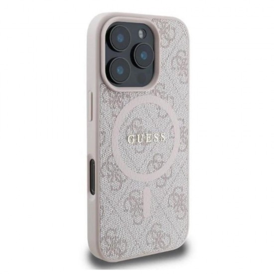 Оригинален кейс Guess HC MagSafe PU 4G Ring Classic Logo, За iPhone 16 Pro (6.3), Розов от Fonax.bg