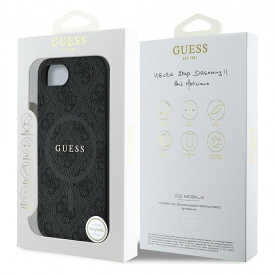 Оригинален кейс Guess HC MagSafe PU 4G Ring Classic Logo, За iPhone 16e, Черен от Fonax.bg