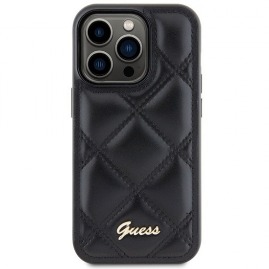 Оригинален кейс Guess HC PU Quilted Metal Logo, За iPhone 15 Pro (6.1), Черен от Fonax.bg