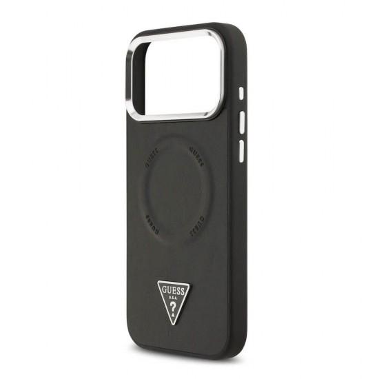 Оригинален кейс Guess Leather Triangle Metal Logo, За iPhone 17 Pro Max (6.9), Черен от Fonax.bg