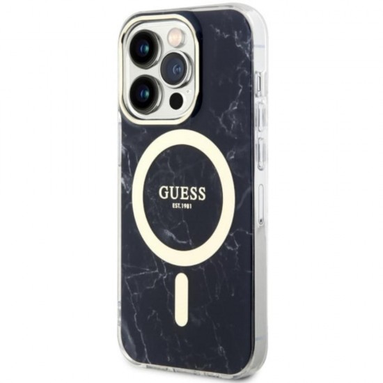 Оригинален кейс Guess Marble MagSafe, За iPhone 14 Pro Max (6.7), Черен от Fonax.bg