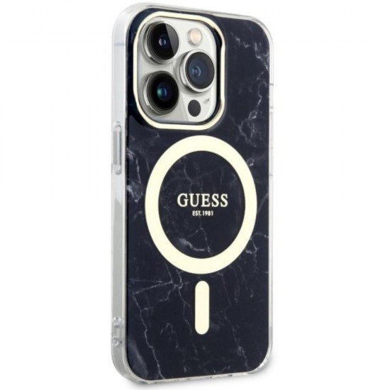 Оригинален кейс Guess Marble MagSafe, За iPhone 14 Pro Max (6.7), Черен от Fonax.bg