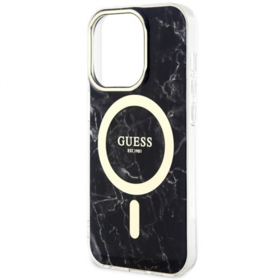 Оригинален кейс Guess Marble MagSafe, За iPhone 14 Pro Max (6.7), Черен от Fonax.bg