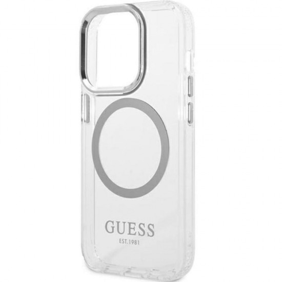 Оригинален кейс Guess Metal Outline Magsafe, За iPhone 14 Pro (6.1), Сребрист от Fonax.bg