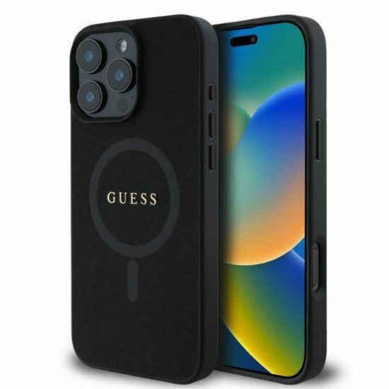 Оригинален кейс Guess Saffiano MagSafe, За iPhone 16 Pro (6.3), Черен от Fonax.bg