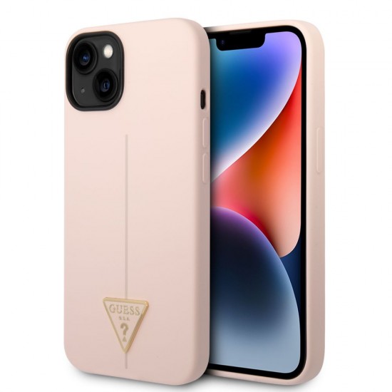 Оригинален кейс Guess Silicone Triangle, За iPhone 14 (6.1), Розов от Fonax.bg