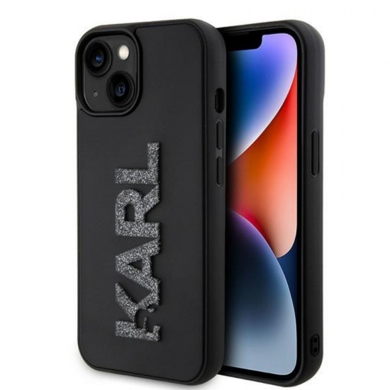 Оригинален кейс Karl Lagerfeld HC 3D Logo Glitter, За iPhone 15 (6.1), Черен от Fonax.bg