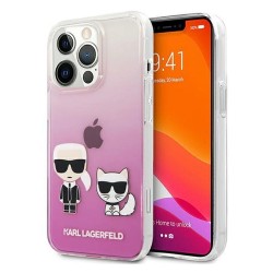 Оригинален кейс Karl Lagerfeld Ikonik Karl and Choupette, За iPhone 13 Pro (6.1), Розов