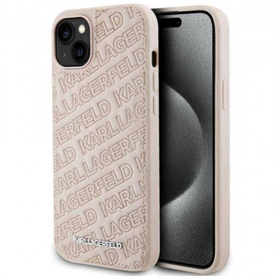 Оригинален кейс Karl Lagerfeld Quilted K Pattern, За iPhone 15 (6.1), Розов от Fonax.bg