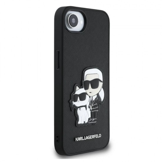 Оригинален кейс Karl Lagerfeld Saffiano Karl and Choupette, За iPhone 16e, Черен от Fonax.bg